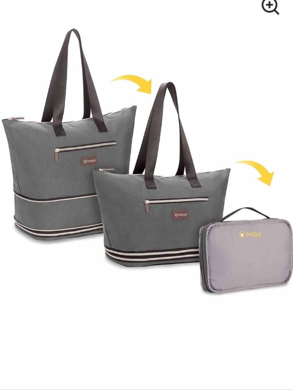 Biaggi Zipsak Boost! Handbag Expands to Travel Tote NWT Gray